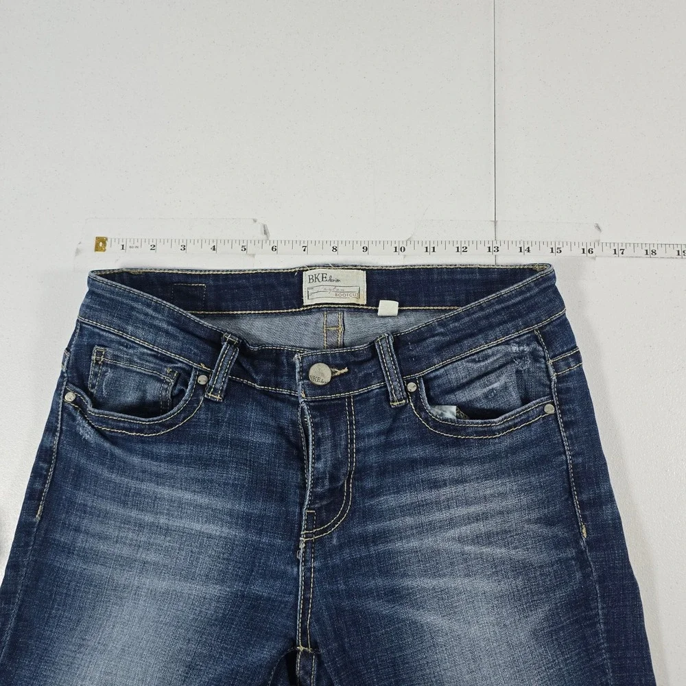 BKE Payton Bootcut Jeans Womens 27L Dark Wash Whiskered Denim 12614‎